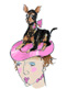 ilustracja - dama w kapeluszu z pieskiem